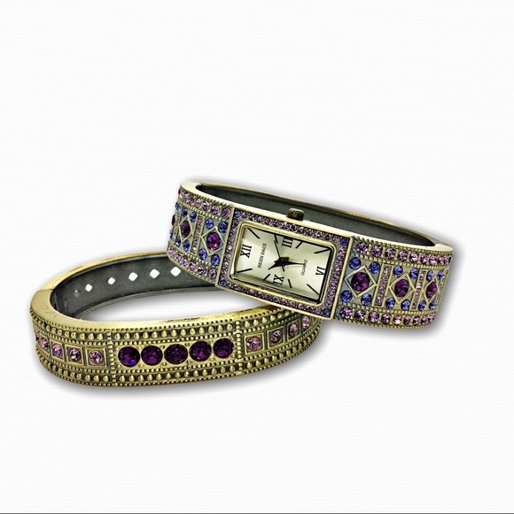 Heidi Daus Retired Amethyst Watch and Cuff Set - Picture 2 of 6